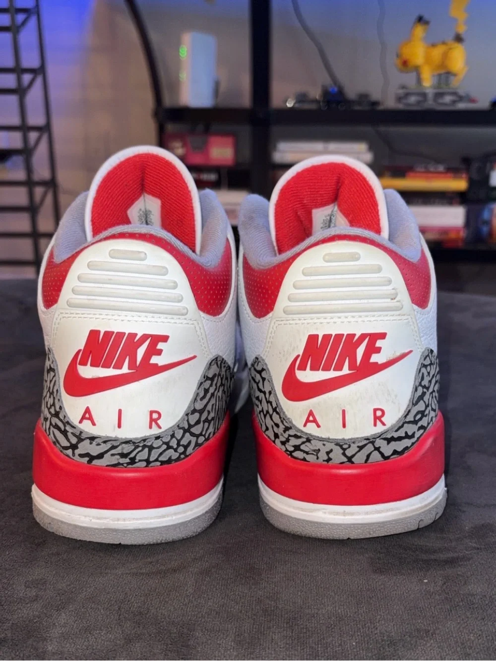 White and Red Retro Basketball Sneakers with Elephant Print